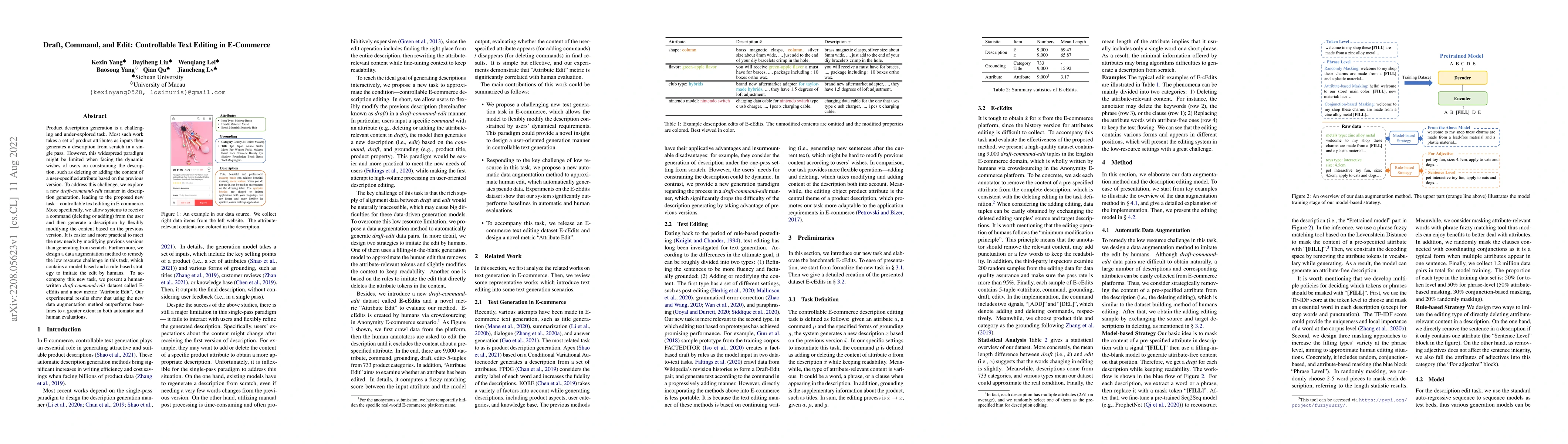 Thumbnail for Draft, Command, and Edit: Controllable Text Editing in E-Commerce