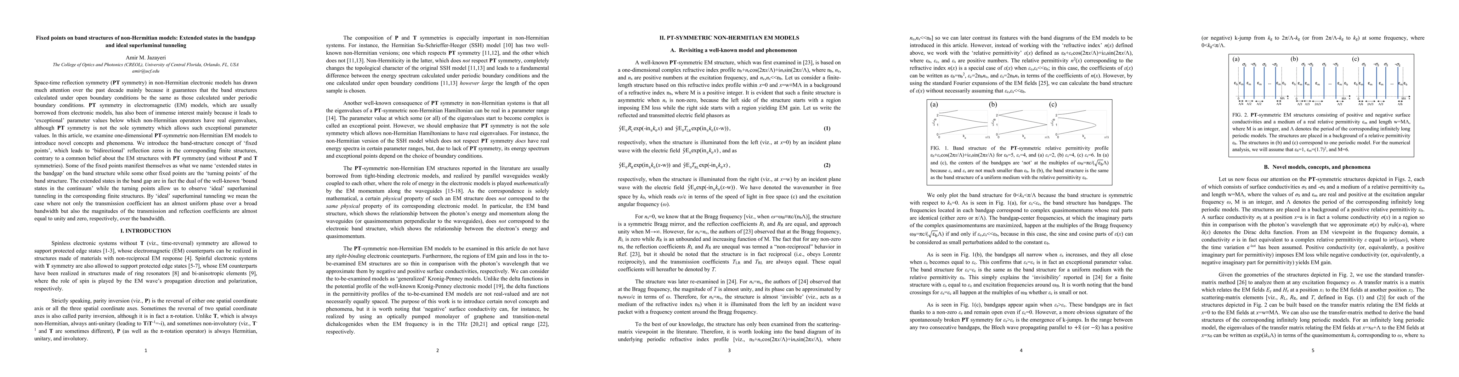 Thumbnail for Fixed points on band structures of non-Hermitian models: Extended states
  in the bandgap and ideal superluminal tunneling