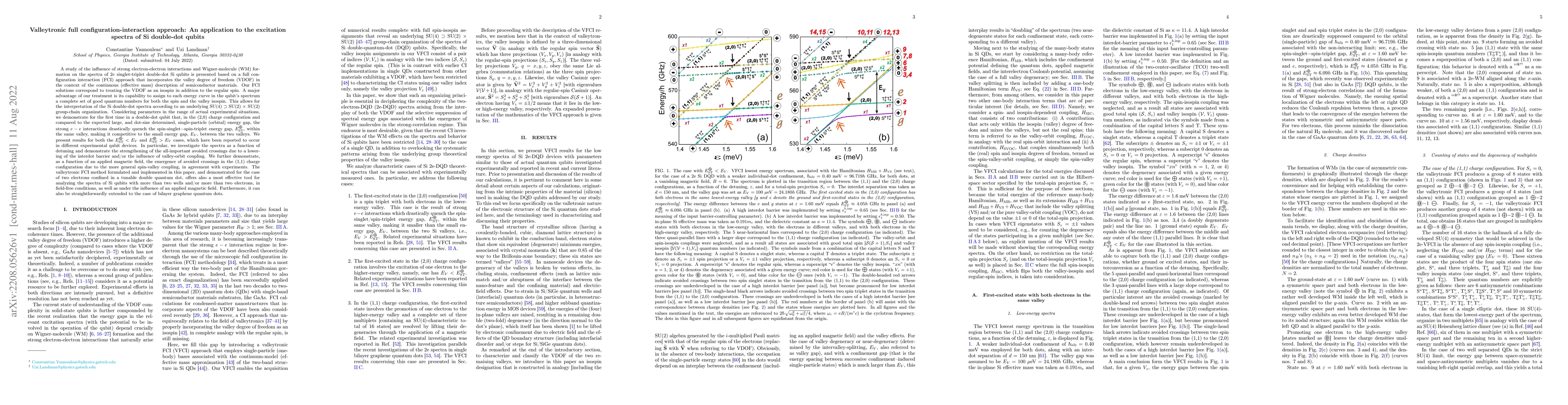 Thumbnail for Valleytronic full configuration-interaction approach: An application to
  the excitation spectra of Si double-dot qubits