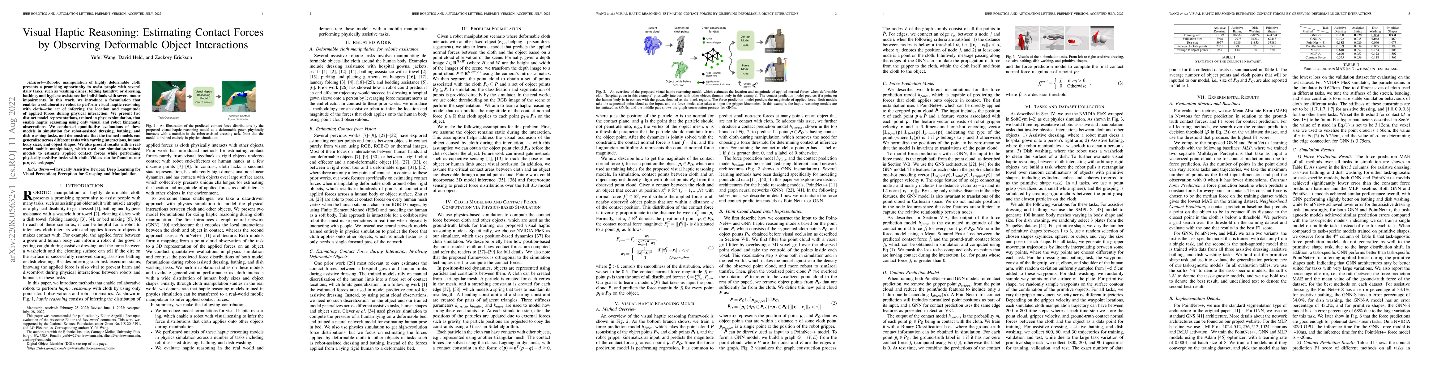 Thumbnail for Visual Haptic Reasoning: Estimating Contact Forces by Observing
  Deformable Object Interactions