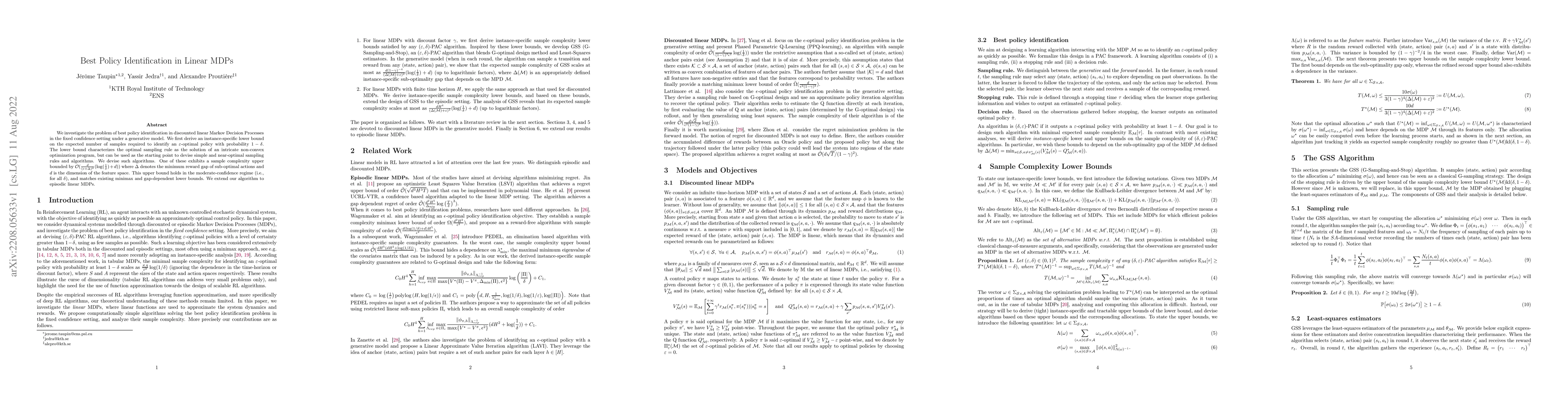 Thumbnail for Best Policy Identification in Linear MDPs