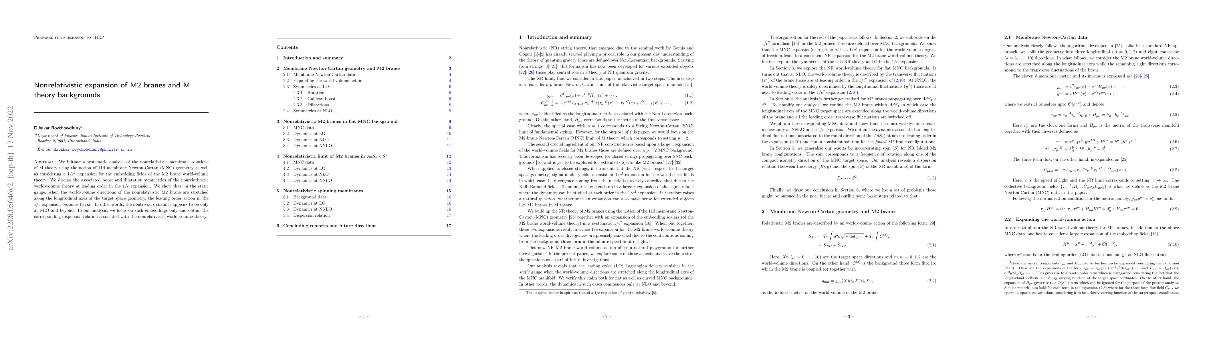 Thumbnail for Nonrelativistic expansion of M2 branes and M theory backgrounds