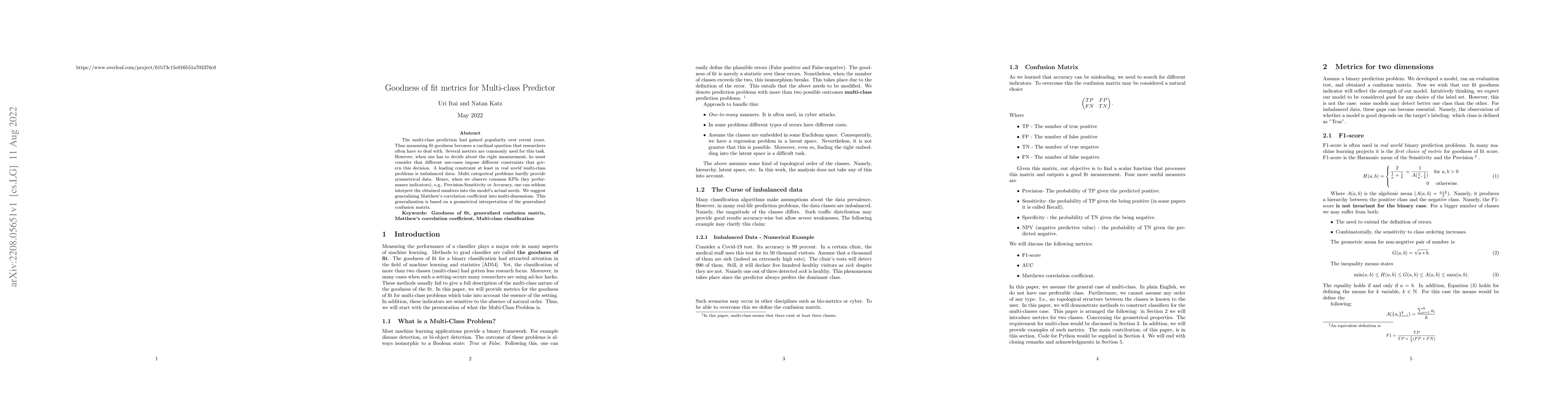 Thumbnail for Goodness of Fit Metrics for Multi-class Predictor