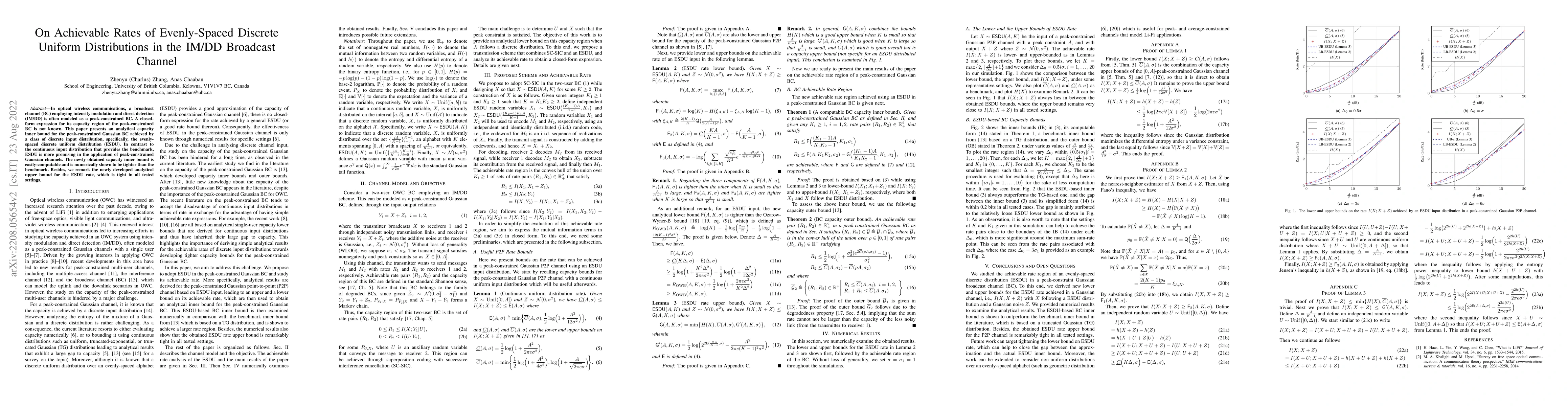 Thumbnail for On Achievable Rates of Evenly-Spaced Discrete Uniform Distributions in
  the IM/DD Broadcast Channel