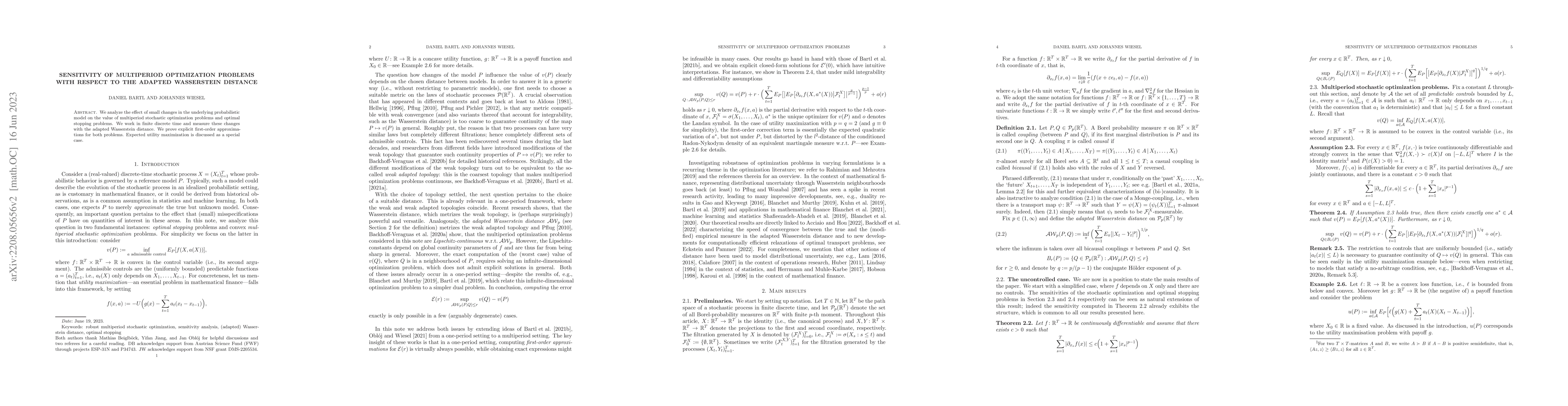 Thumbnail for Sensitivity of multiperiod optimization problems in adapted Wasserstein
  distance