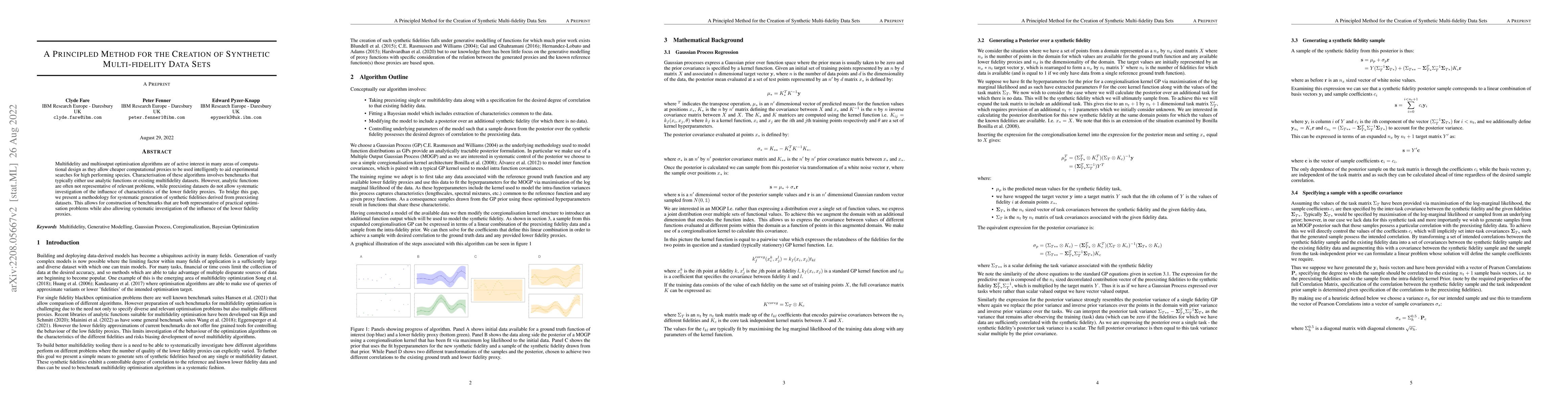 Thumbnail for A Principled Method for the Creation of Synthetic Multi-fidelity Data
  Sets