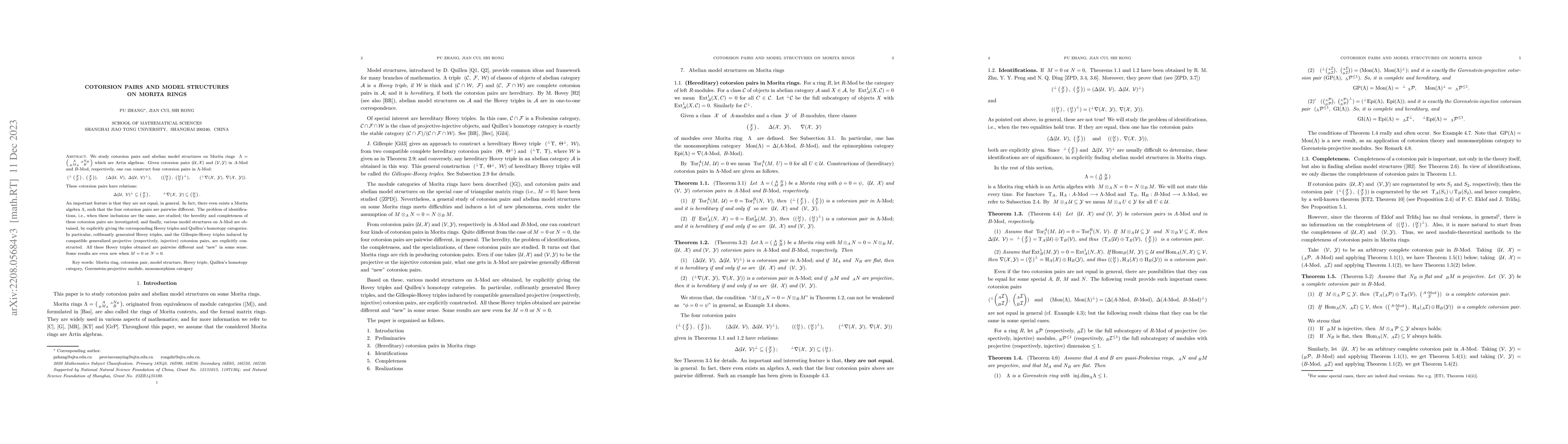 Thumbnail for Cotorsion pairs and model structures on Morita rings