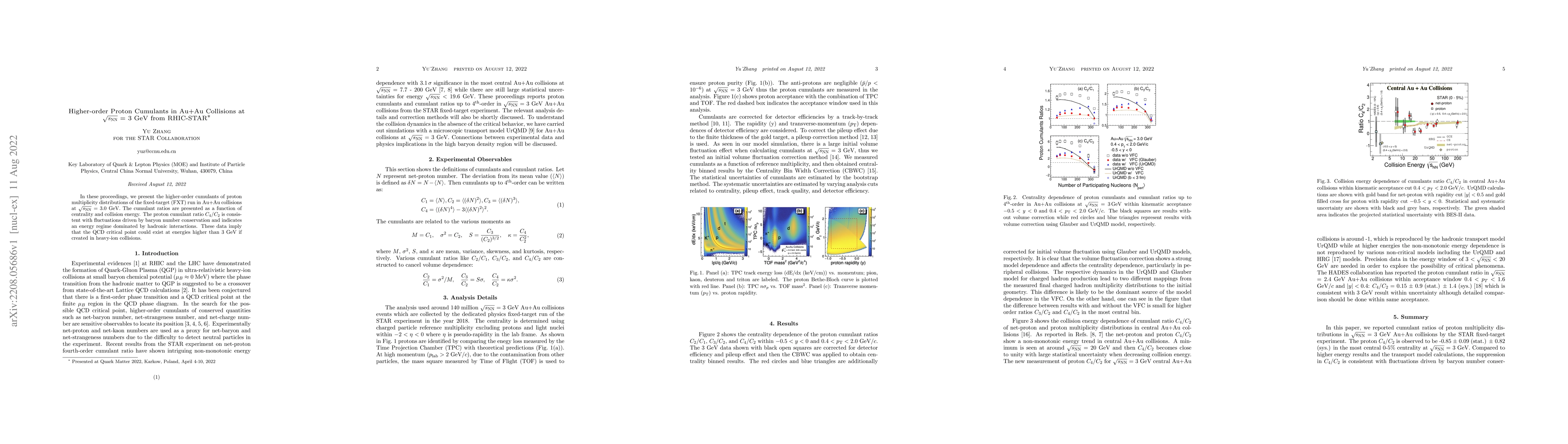 Thumbnail for Higher-order Proton Cumulants in Au+Au Collisions at $\sqrt{s_{\rm NN}}$
  = 3 GeV from RHIC-STAR