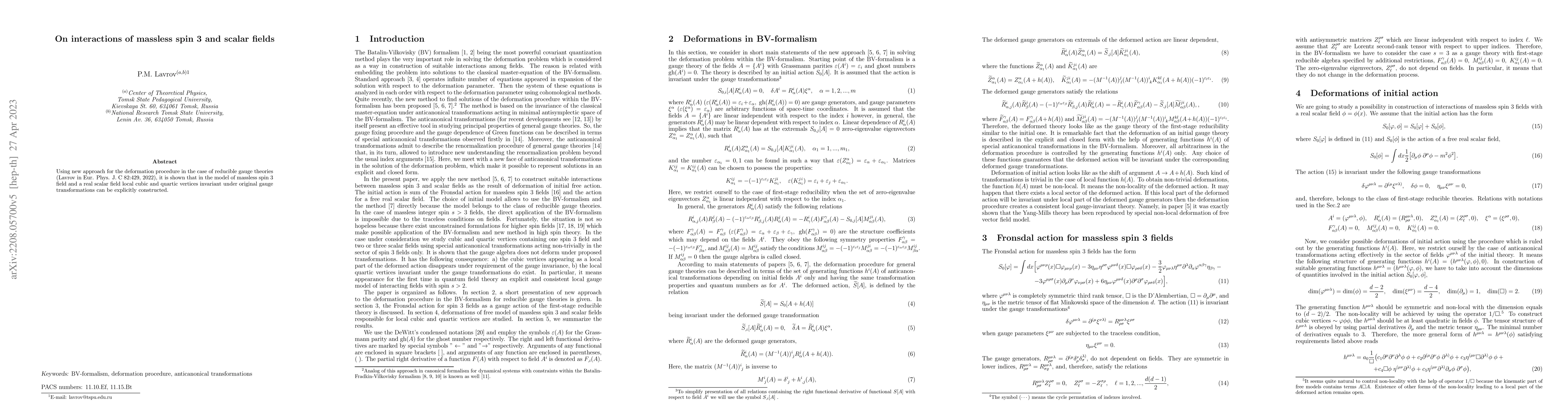 Thumbnail for On interactions of massless spin 3 and scalar fields