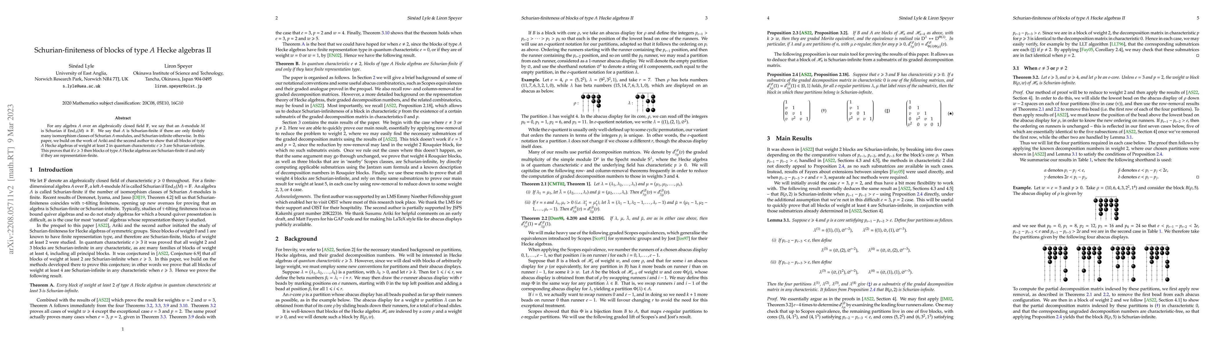 Thumbnail for Schurian-finiteness of blocks of type $A$ Hecke algebras II