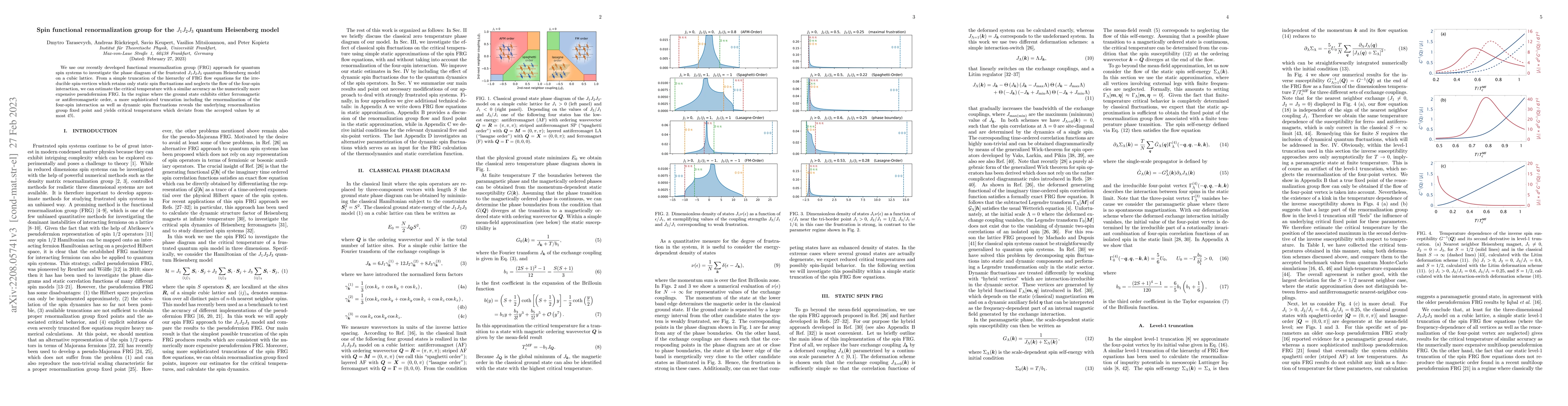 Thumbnail for Spin functional renormalization group for the $J_{1}J_{2}J_{3}$ quantum
  Heisenberg model