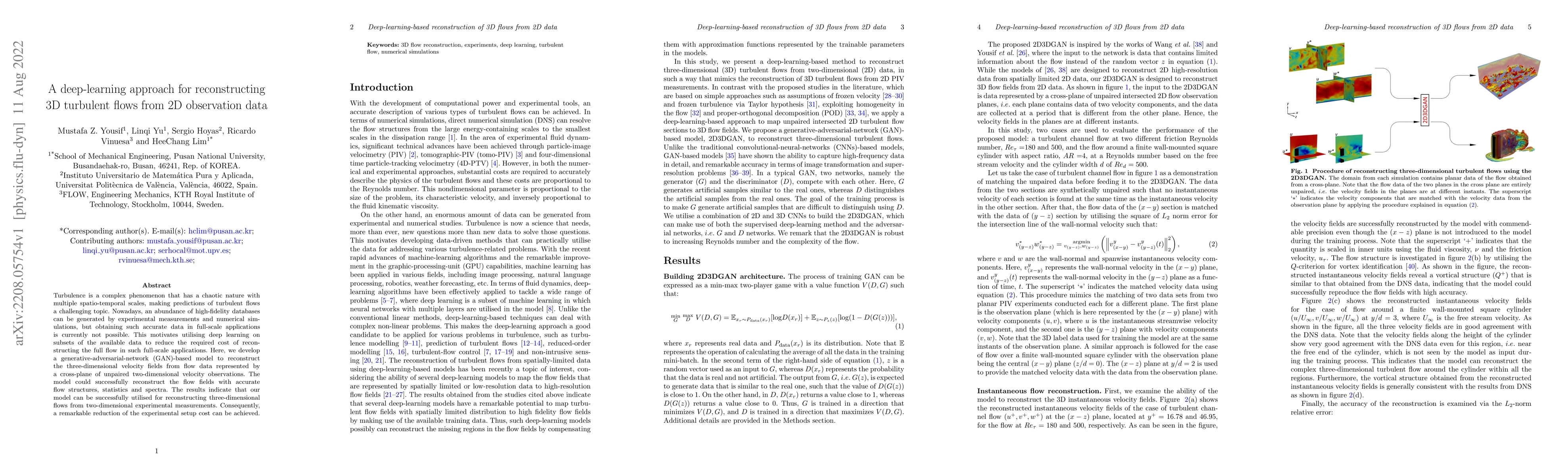 Thumbnail for A deep-learning approach for reconstructing 3D turbulent flows from 2D
  observation data