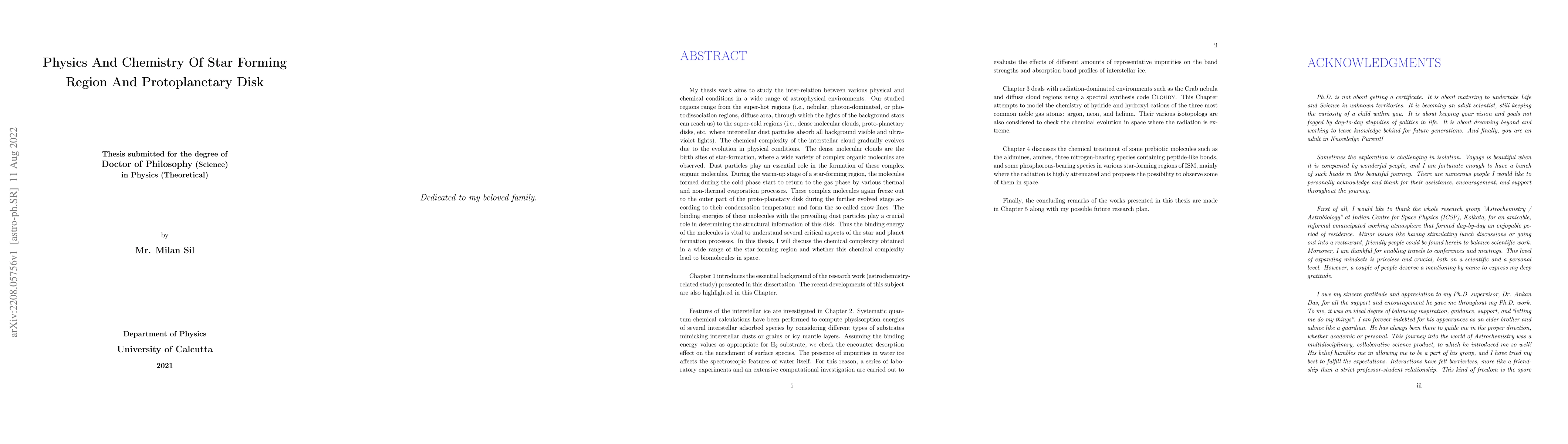 Thumbnail for Physics And Chemistry Of Star Forming Region And Protoplanetary Disk