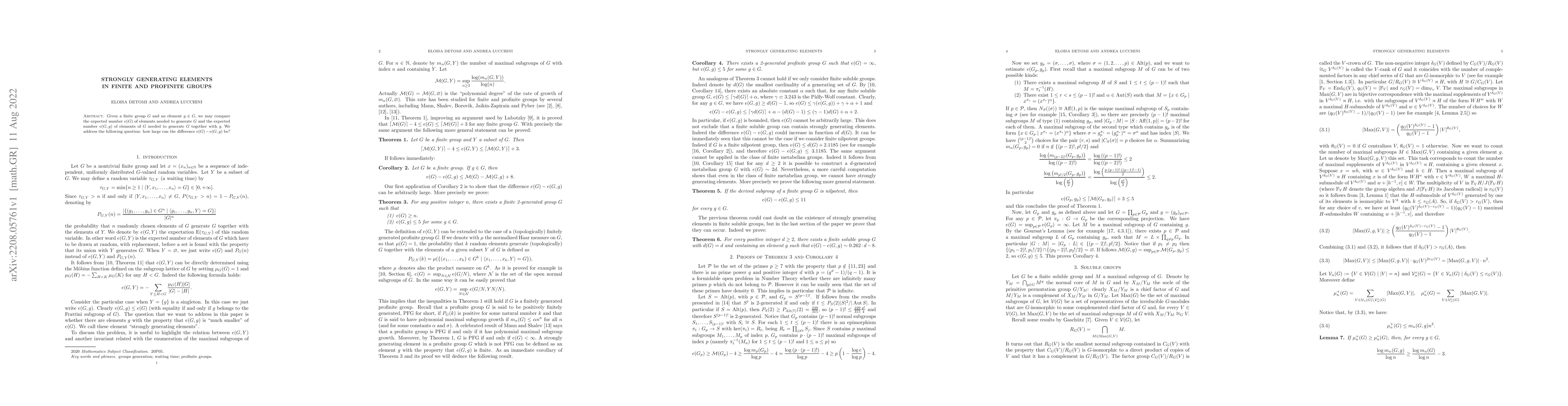 Thumbnail for Strongly generating elements in finite and profinite groups