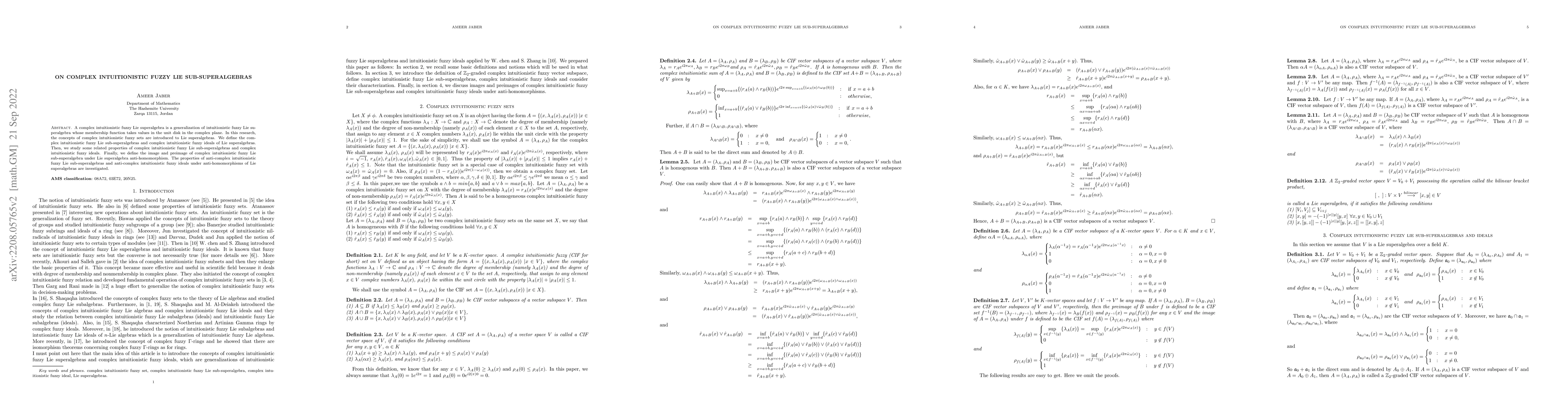 Thumbnail for On Complex Intuitionistic Fuzzy Lie Sub-superalgebras