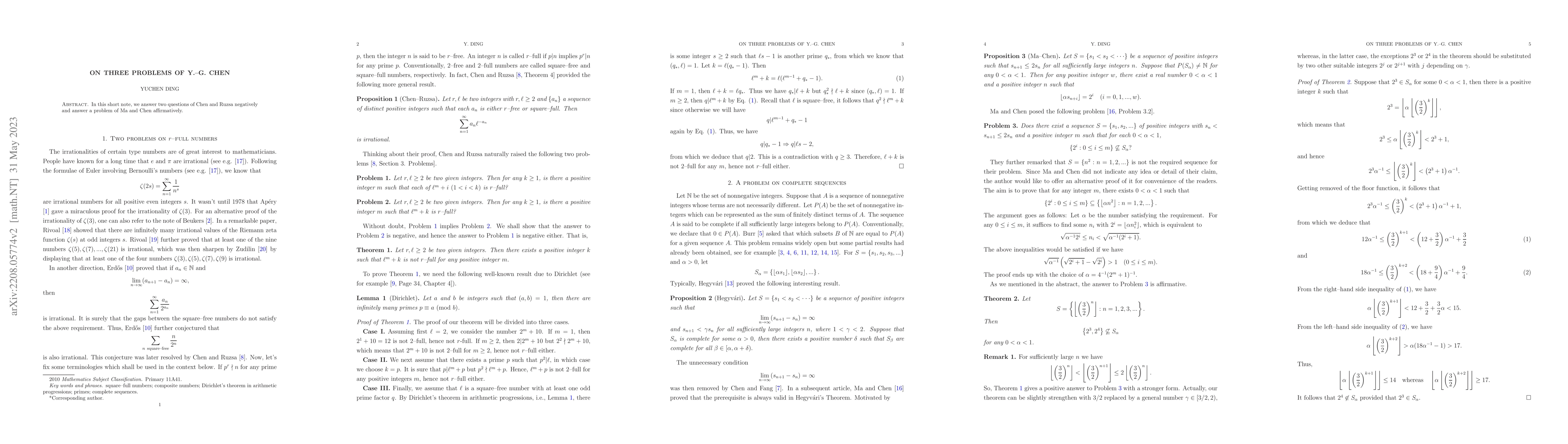 Thumbnail for On three problems of Y.--G. Chen