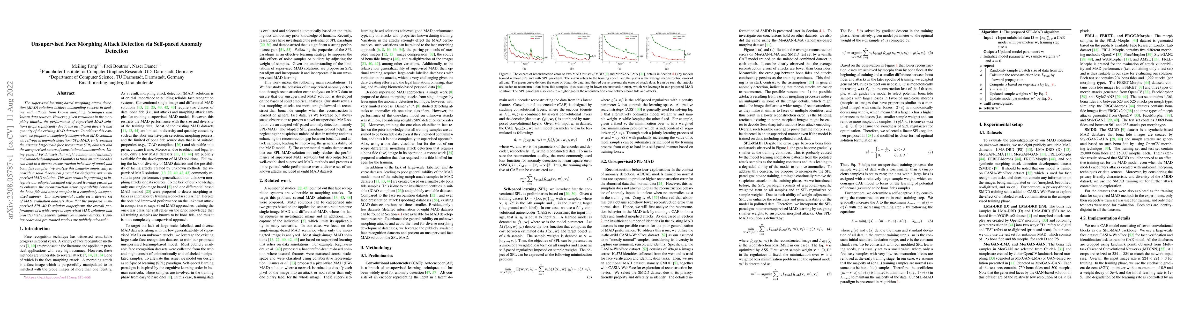 Thumbnail for Unsupervised Face Morphing Attack Detection via Self-paced Anomaly
  Detection