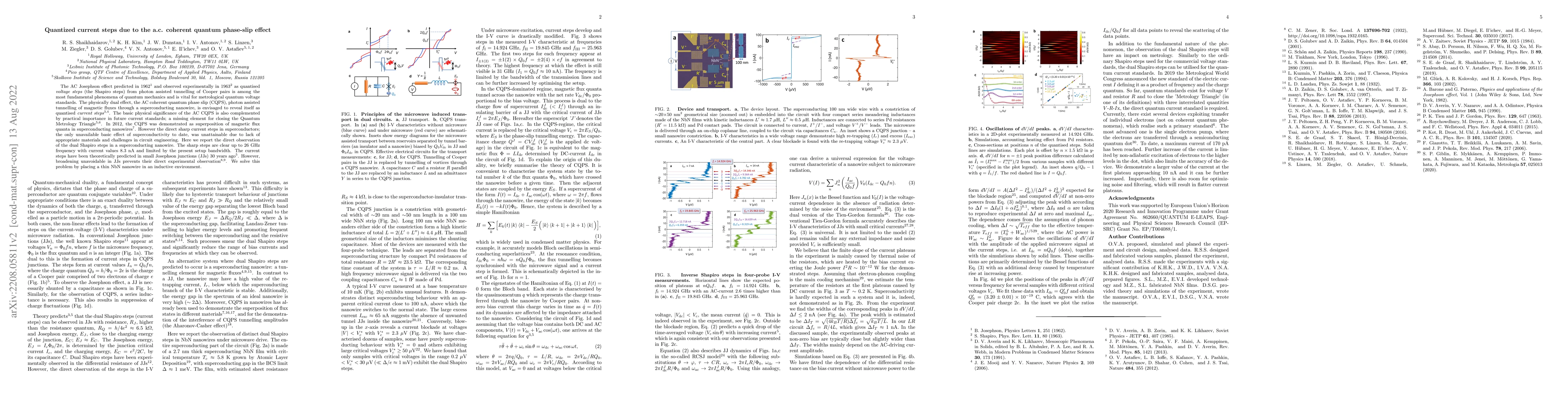 Thumbnail for Quantized current steps due to the a.c. coherent quantum phase-slip
  effect