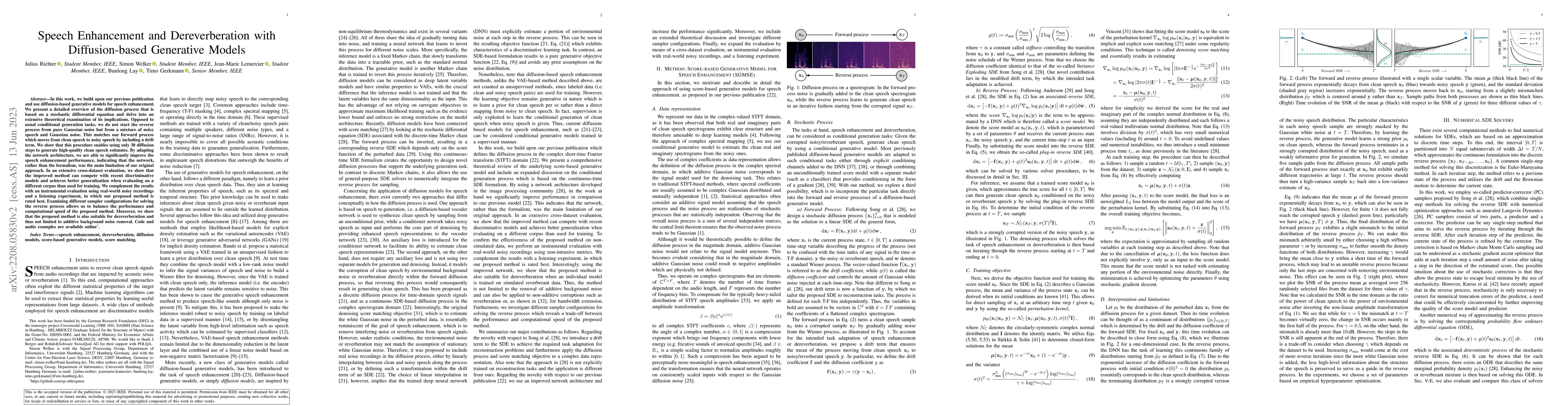 Thumbnail for Speech Enhancement and Dereverberation with Diffusion-based Generative
  Models
