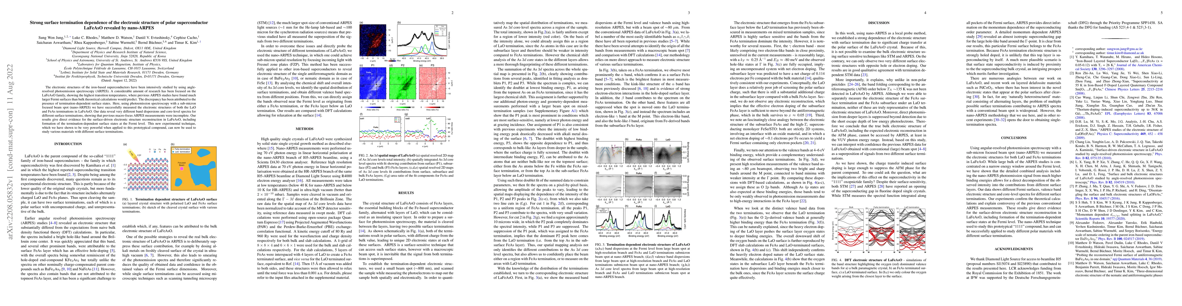Thumbnail for Strong surface termination dependence of the electronic structure of
  polar superconductor LaFeAsO revealed by nano-ARPES