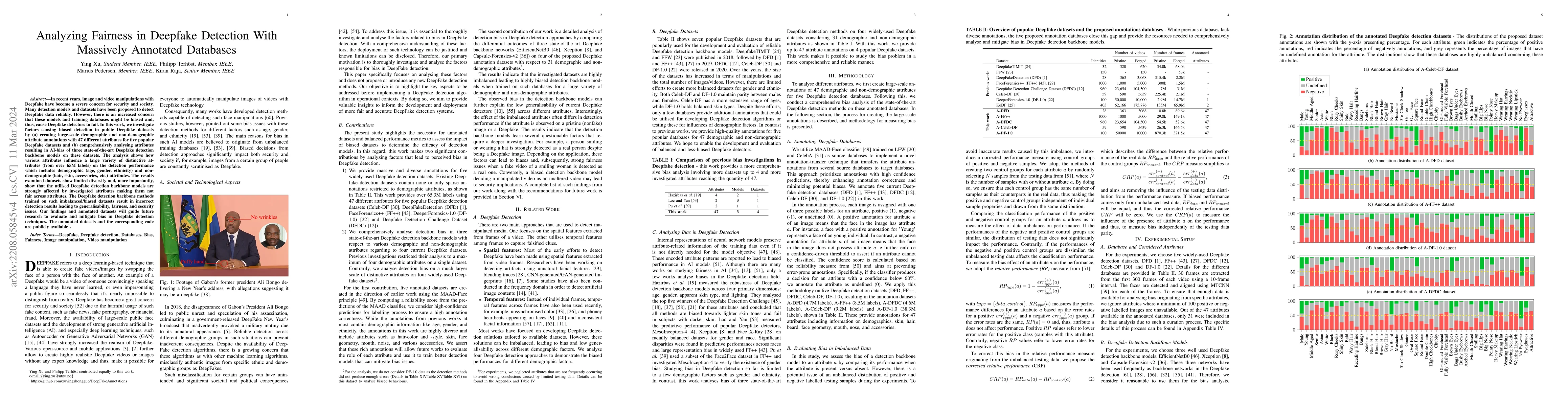 Thumbnail for Analyzing Fairness in Deepfake Detection With Massively Annotated
  Databases