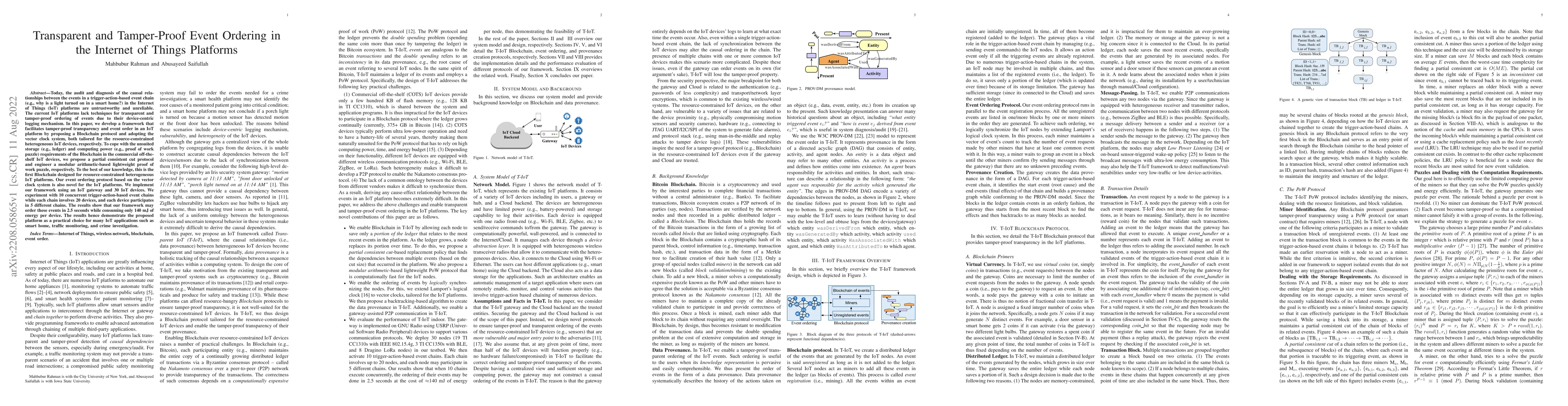 Thumbnail for Transparent and Tamper-Proof Event Ordering in the Internet of Things
  Platforms