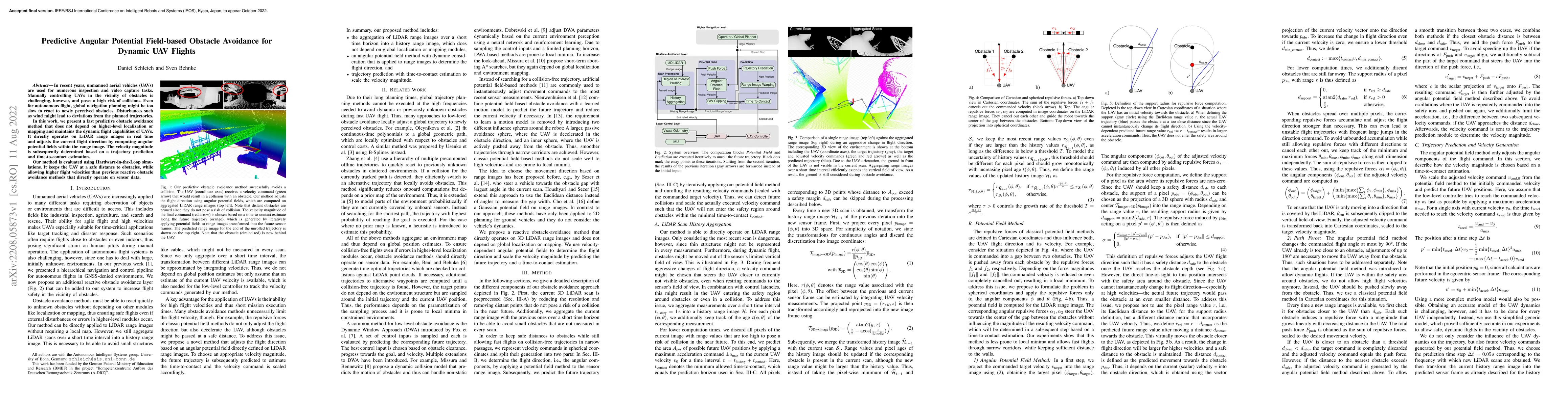 Thumbnail for Predictive Angular Potential Field-based Obstacle Avoidance for Dynamic
  UAV Flights