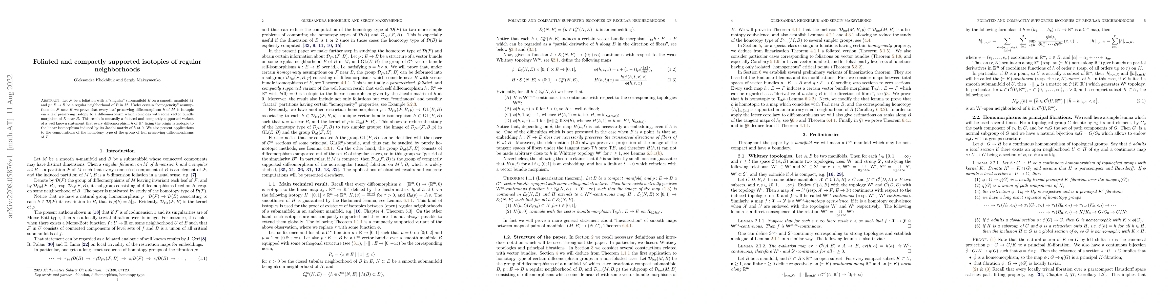 Thumbnail for Foliated and compactly supported isotopies of regular neighborhoods