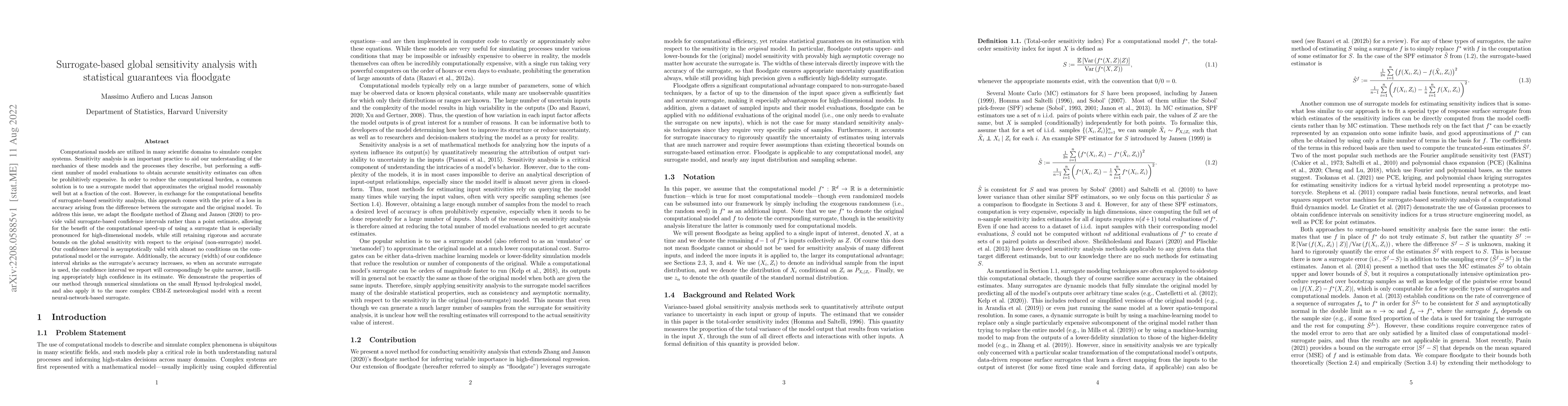 Thumbnail for Surrogate-based global sensitivity analysis with statistical guarantees
  via floodgate