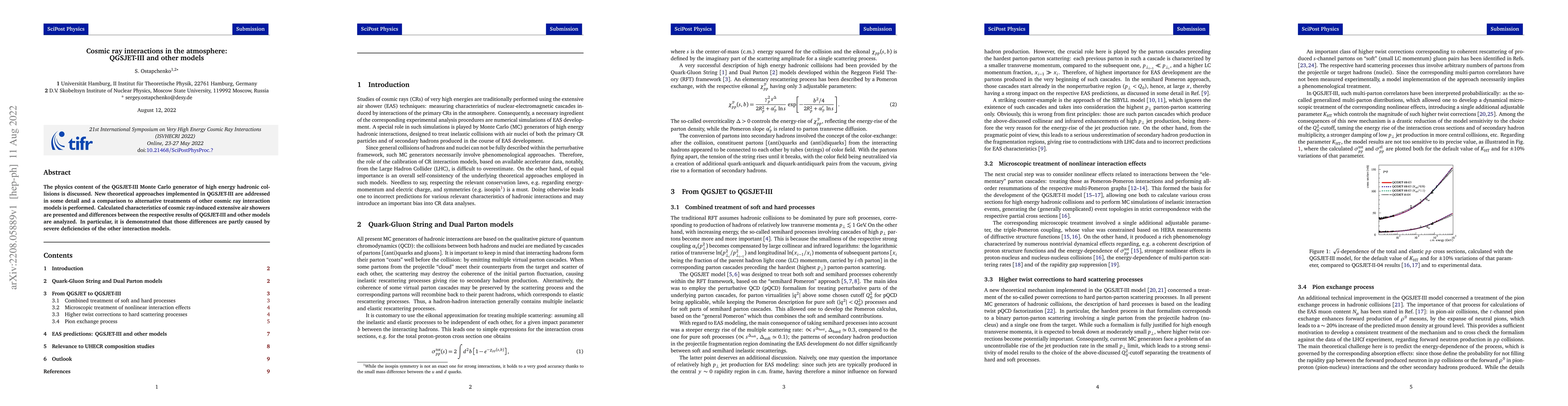 Thumbnail for Cosmic ray interactions in the atmosphere: QGSJET-III and other models