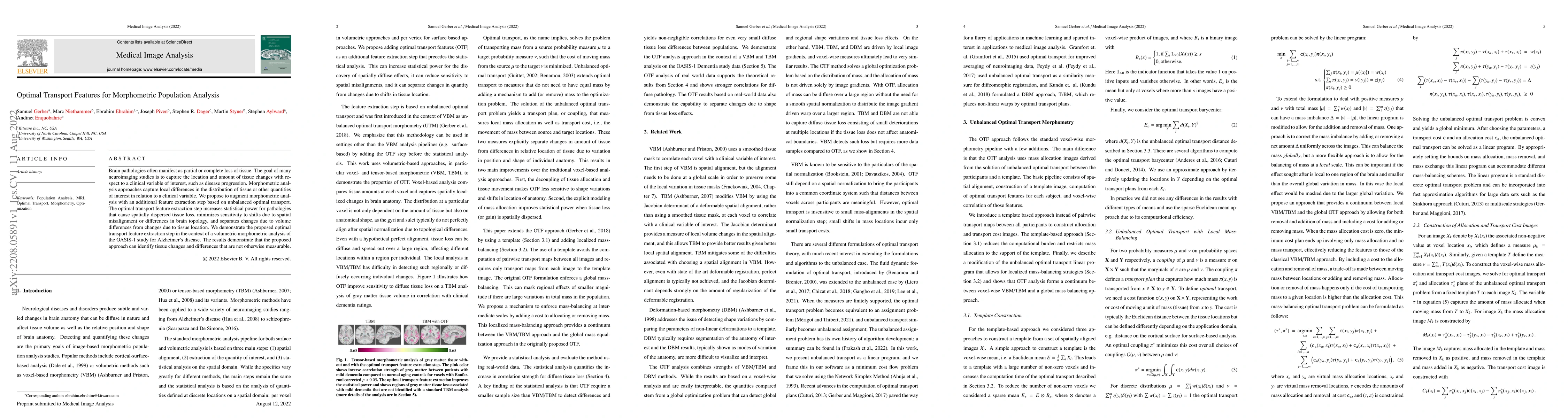 Thumbnail for Optimal Transport Features for Morphometric Population Analysis