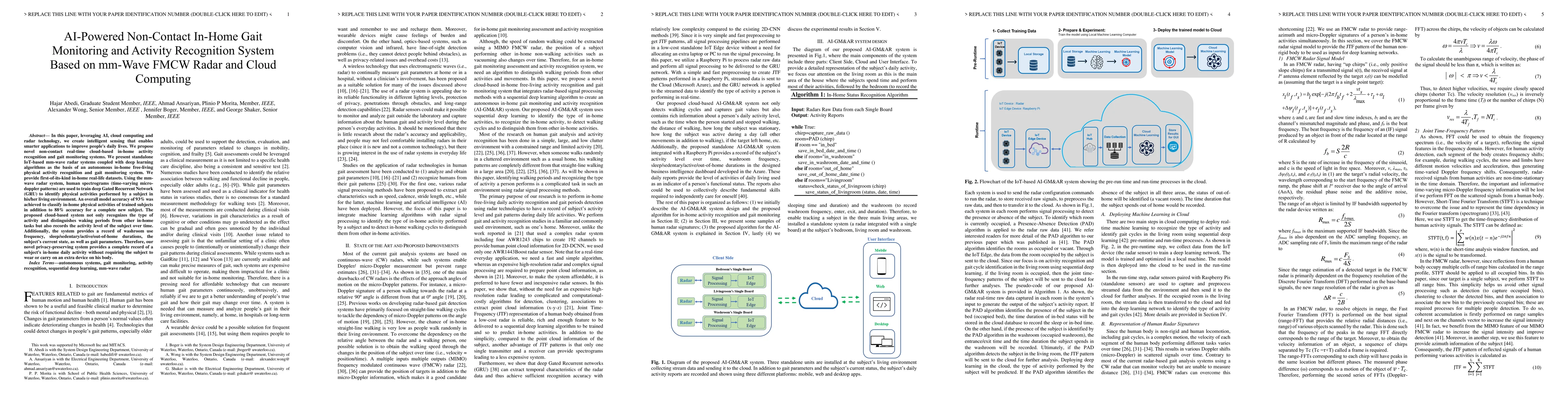 Thumbnail for AI-Powered Non-Contact In-Home Gait Monitoring and Activity Recognition
  System Based on mm-Wave FMCW Radar and Cloud Computing
