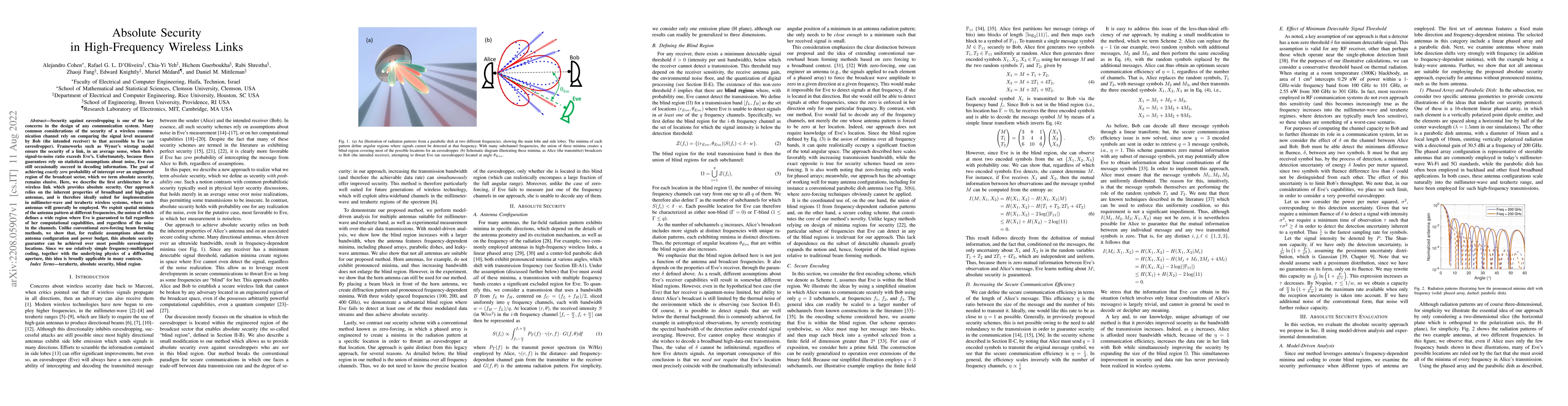 Thumbnail for Absolute Security in High-Frequency Wireless Links