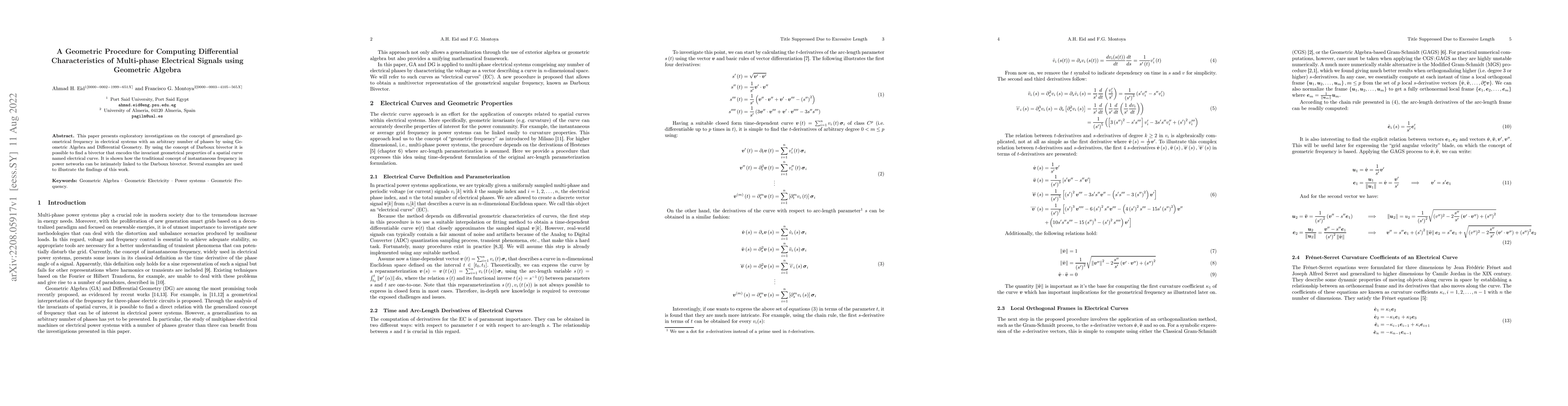 Thumbnail for A Geometric Procedure for Computing Differential Characteristics of
  Multi-phase Electrical Signals using Geometric Algebra