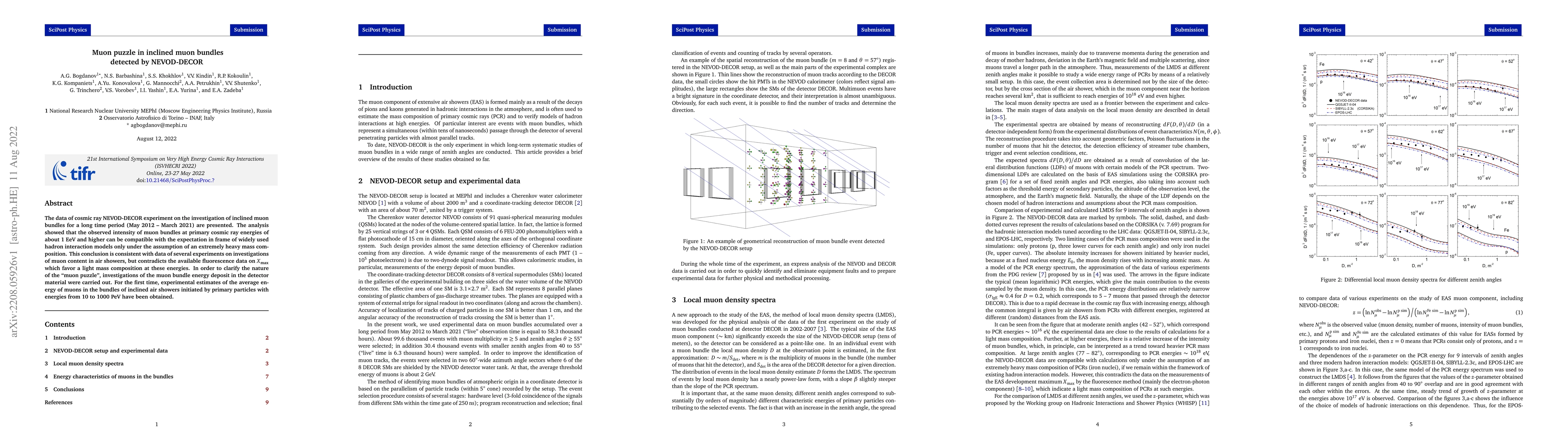 Thumbnail for Muon puzzle in inclined muon bundles detected by NEVOD-DECOR