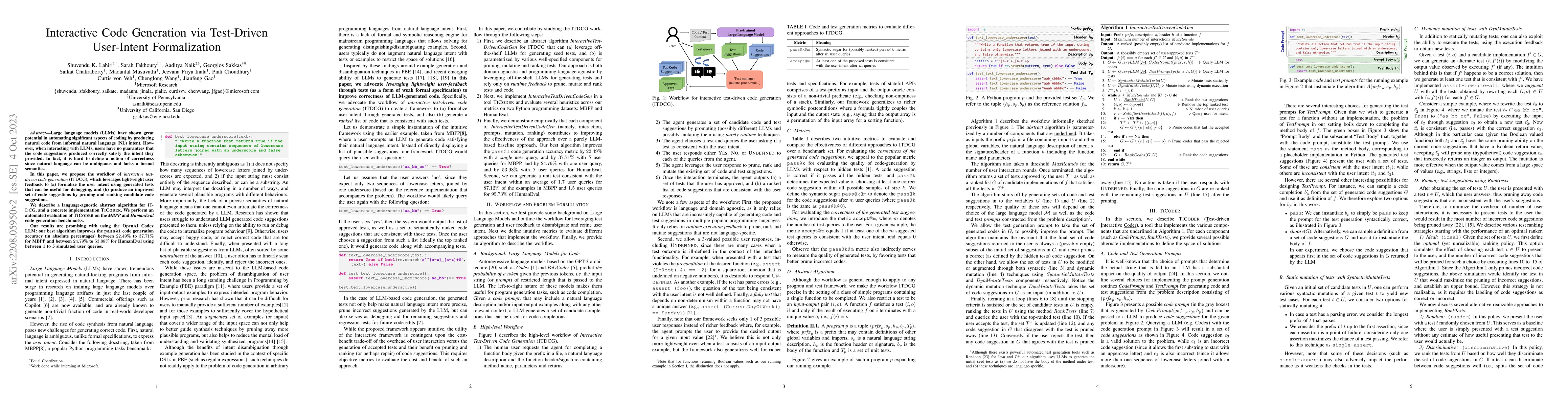 Thumbnail for Interactive Code Generation via Test-Driven User-Intent Formalization