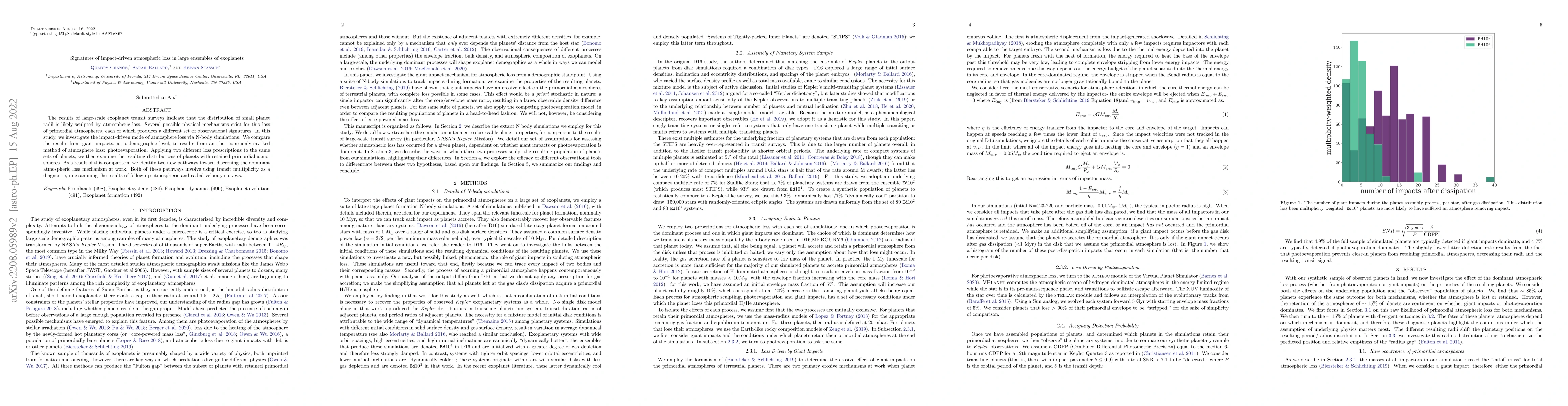 Thumbnail for Signatures of impact-driven atmospheric loss in large ensembles of
  exoplanets