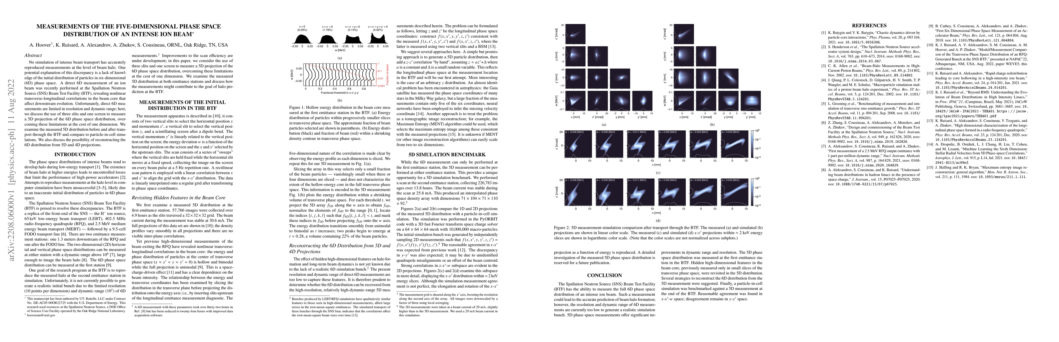 Thumbnail for Measurements of the five-dimensional phase space distribution of an
  intense ion beam