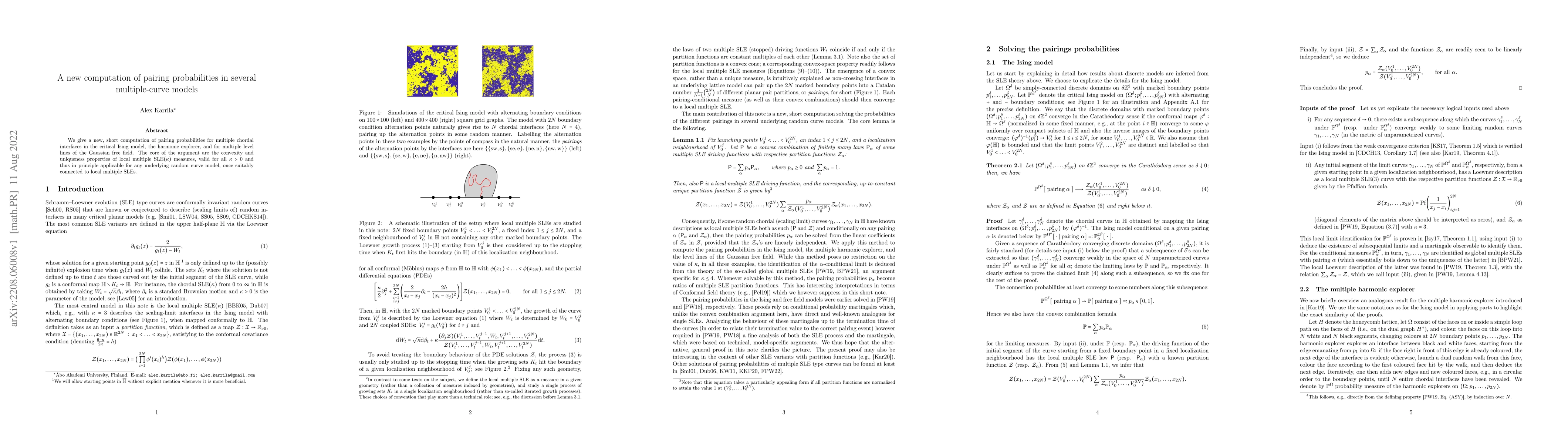 Thumbnail for A new computation of pairing probabilities in several multiple-curve
  models