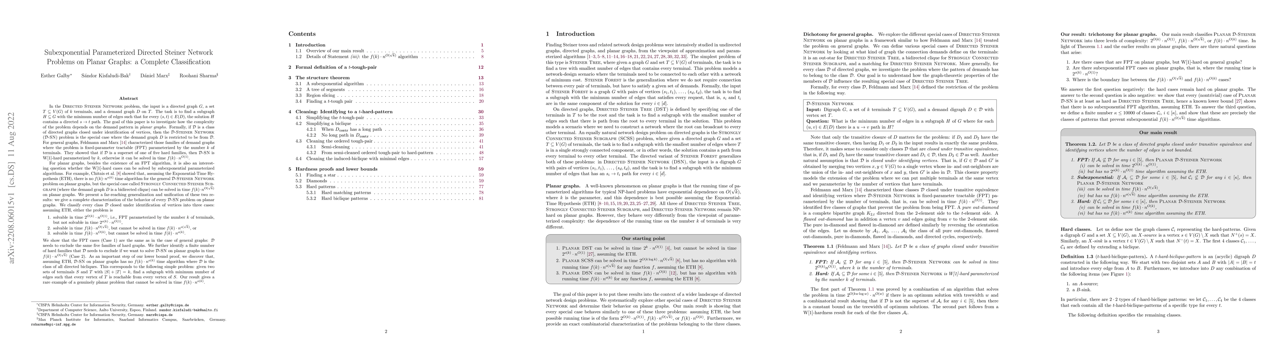 Thumbnail for Subexponential Parameterized Directed Steiner Network Problems on Planar
  Graphs: a Complete Classification