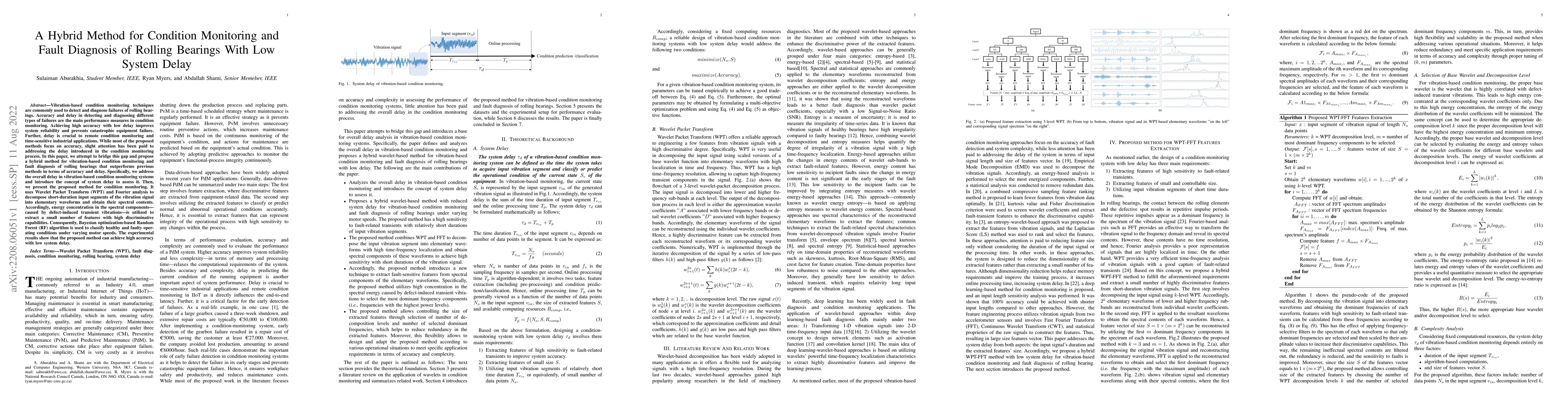 Thumbnail for A Hybrid Method for Condition Monitoring and Fault Diagnosis of Rolling
  Bearings With Low System Delay