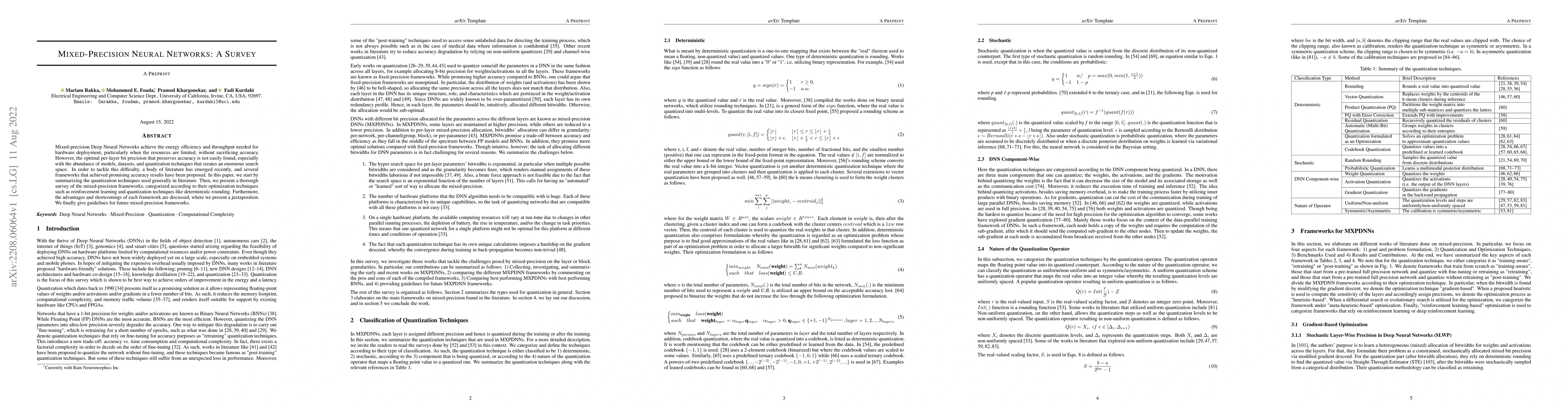 Thumbnail for Mixed-Precision Neural Networks: A Survey
