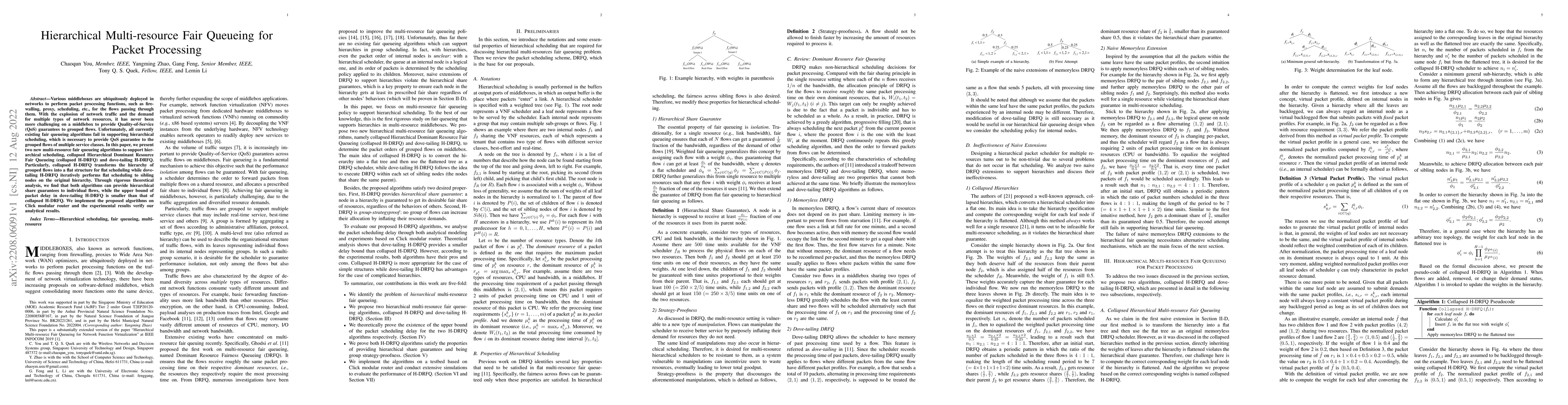 Thumbnail for Hierarchical Multi-resource Fair Queueing for Packet Processing