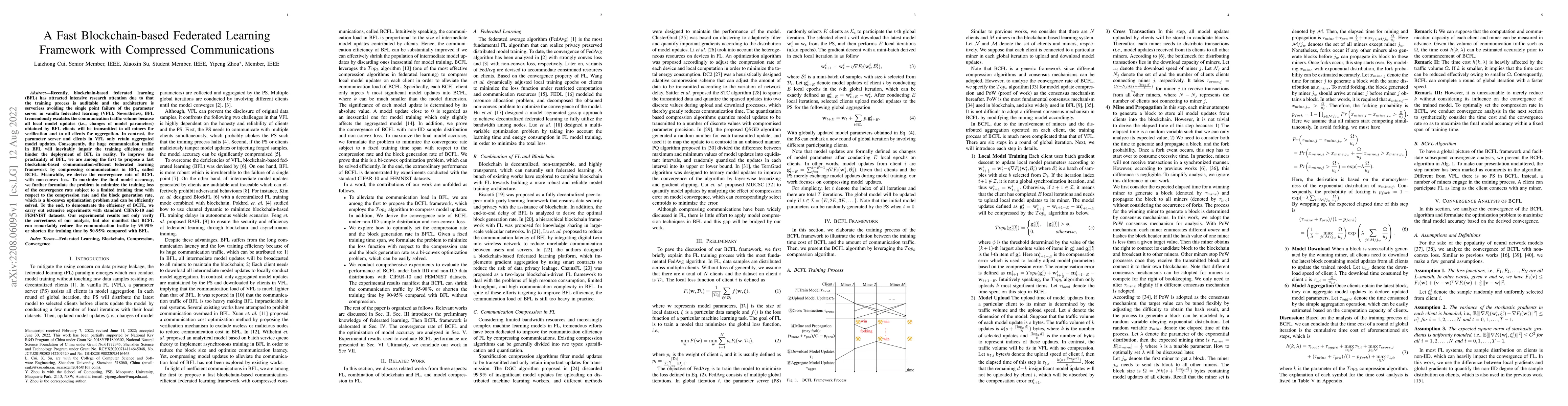 Thumbnail for A Fast Blockchain-based Federated Learning Framework with Compressed
  Communications