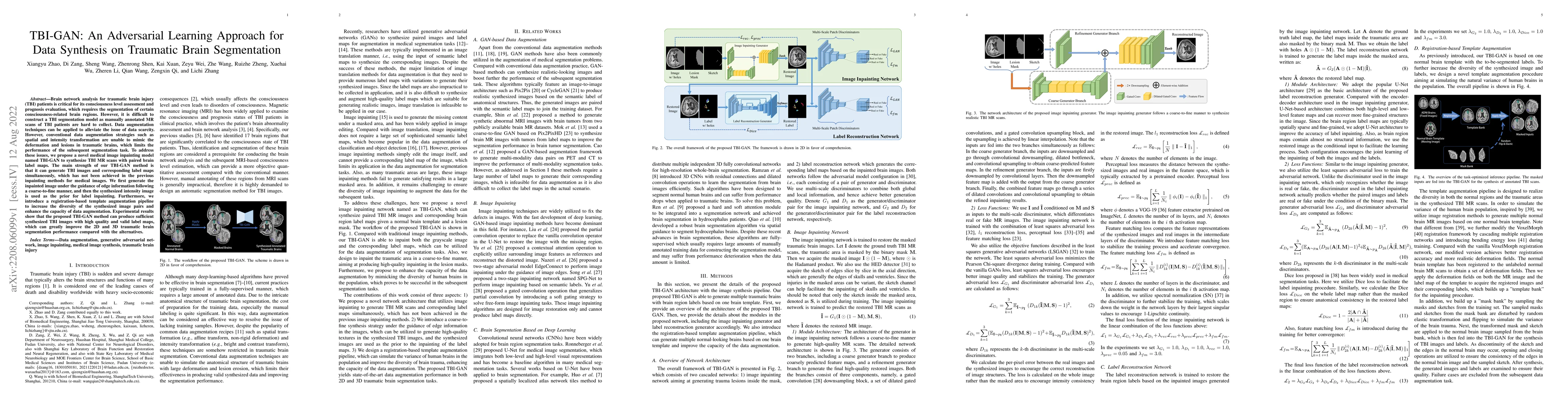 Thumbnail for TBI-GAN: An Adversarial Learning Approach for Data Synthesis on
  Traumatic Brain Segmentation