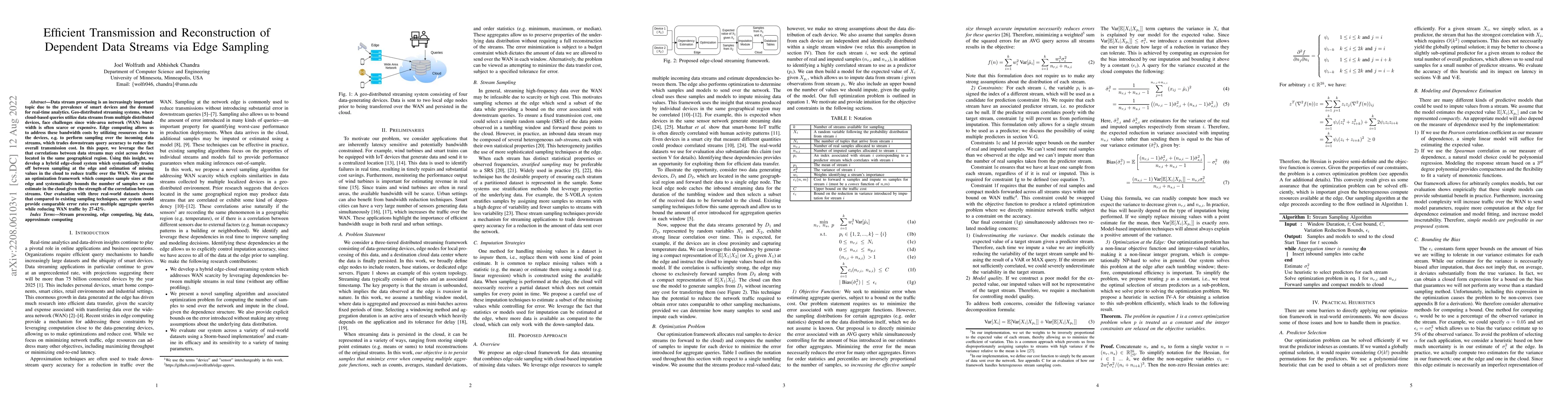 Thumbnail for Efficient Transmission and Reconstruction of Dependent Data Streams via
  Edge Sampling