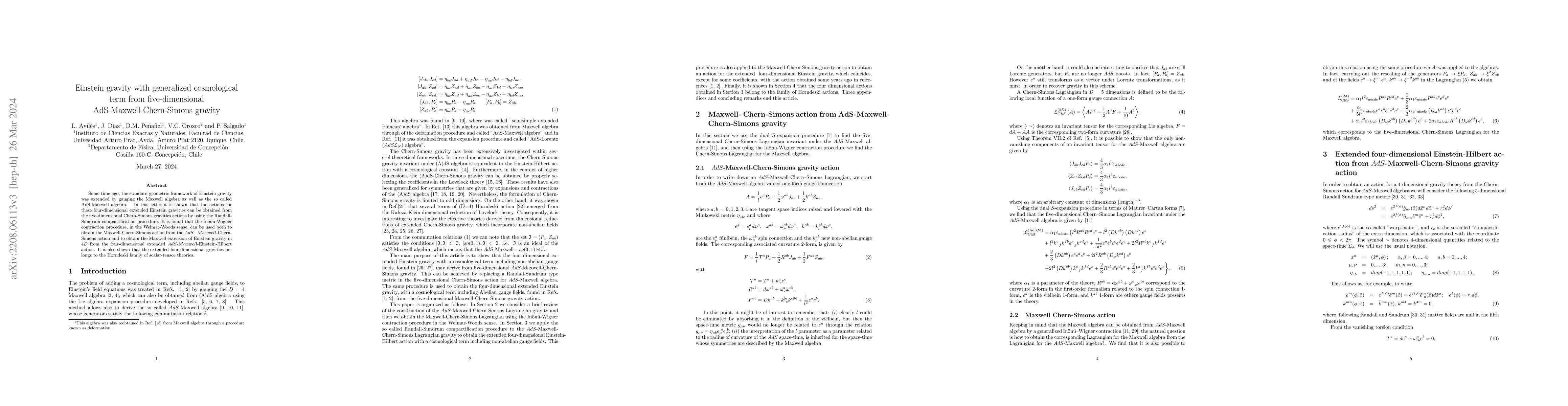 Thumbnail for Einstein gravity with generalized cosmological term from
  five-dimensional AdS-Maxwell-Chern-Simons gravity