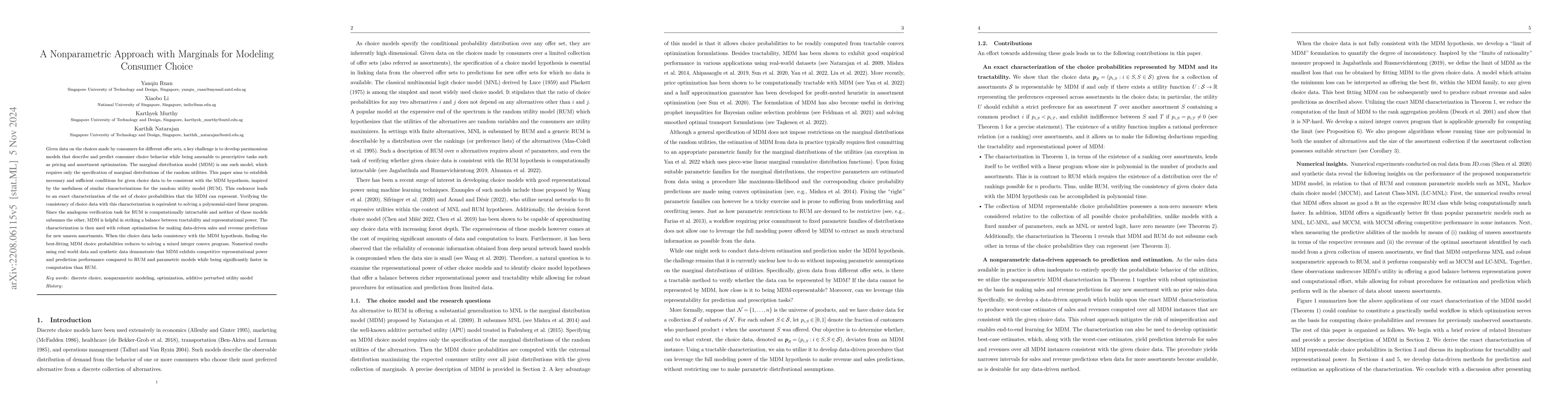 Thumbnail for A Nonparametric Approach with Marginals for Modeling Consumer Choice