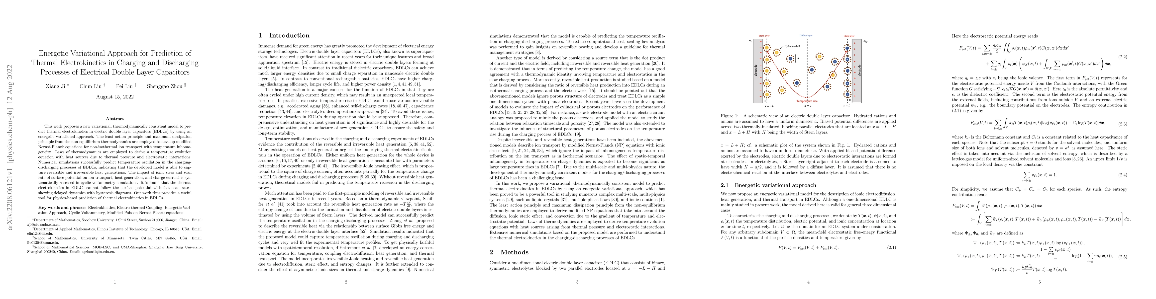 Thumbnail for Energetic Variational Approach for Prediction of Thermal Electrokinetics
  in Charging and Discharging Processes of Electrical Double Layer Capacitors