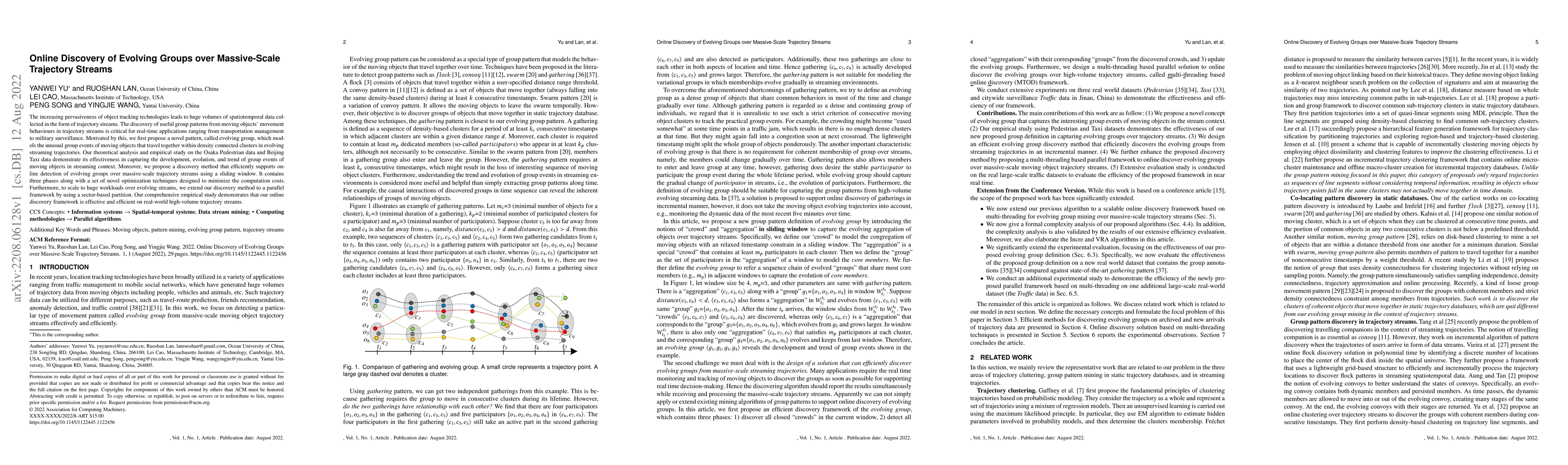 Thumbnail for Online Discovery of Evolving Groups over Massive-Scale Trajectory
  Streams